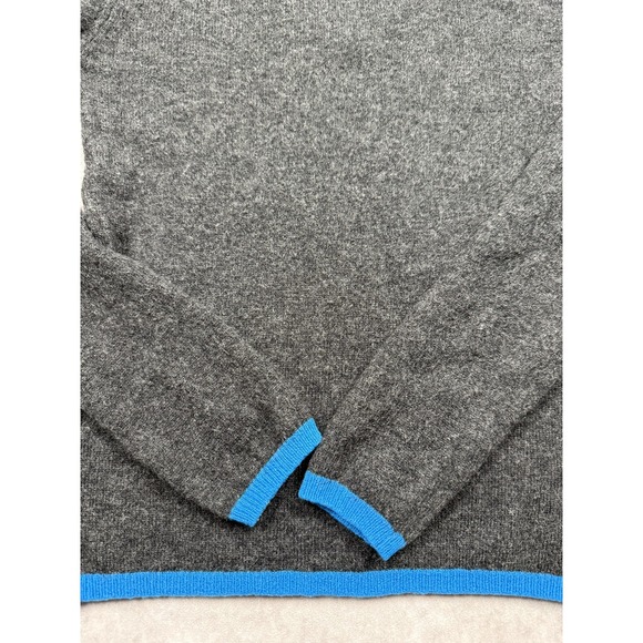 NWT Qi Cashmere Sweater Women Small Gray Blue Trim V Neck 100% Cashmere Pullover - Picture 13 of 16